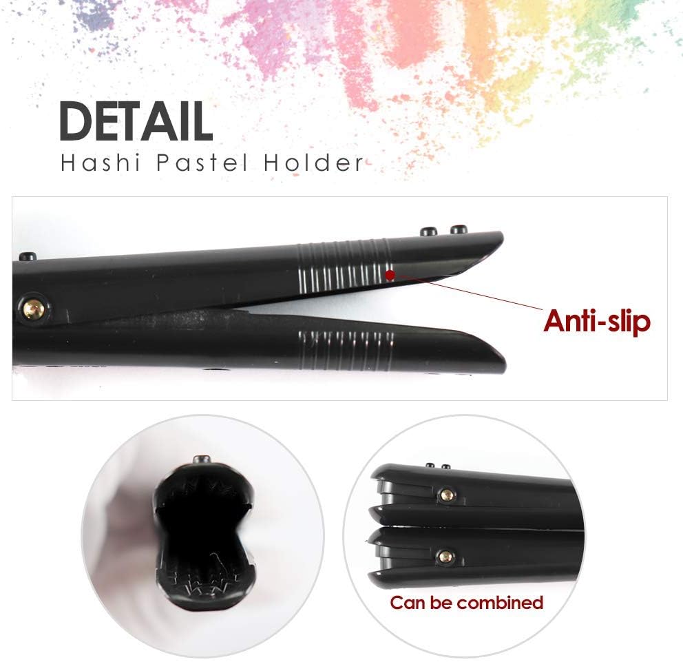 HA SHI Adjustable Plastic Pastel Holder (2pcs 1set), Great For Various Size Of Pastels, Stick Eraser Holder, Chalk Clip for Teachers, Pastel Keeper