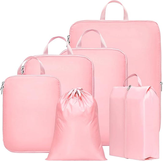 Cambond Compression Packing Cubes for Travel Women - Travel Bags Luggage Organizers Travel Essentials Compression Cubes for Travel Carry on Suitcases Organizer
