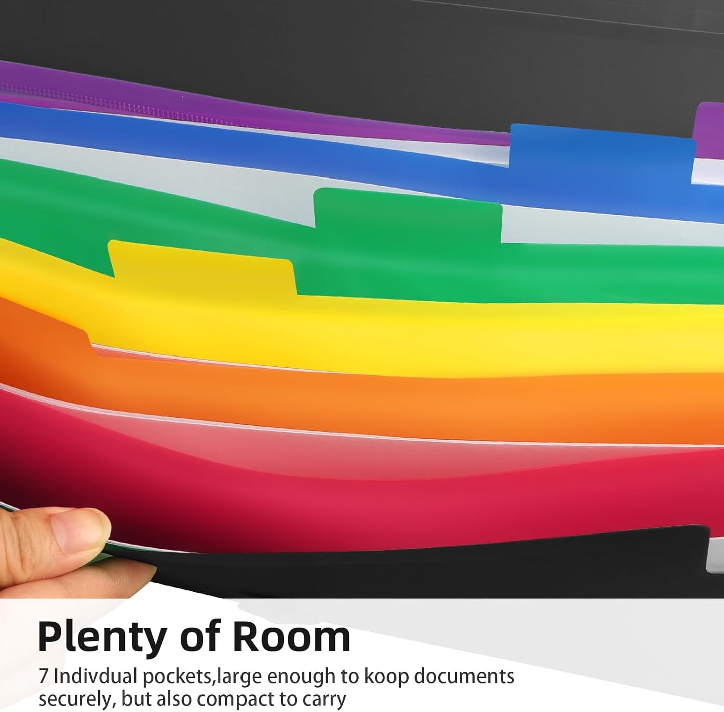 3 Pack 7 Pocket Accordian File Organizer, Expanding File Folder with Labels, Plastic Expandable File Folder for Documents Letter Size A4 Papers