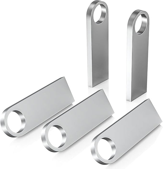 ABLAZE 16GB Flash Drive 5 Pack, Metal USB 2.0 Thumb Drives with Keychains USB Stick Pendrive (Sliver)