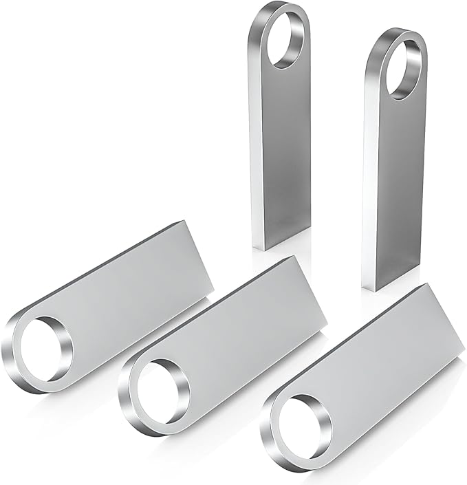 ABLAZE 8GB Flash Drive 5 Pack, Metal USB 2.0 Thumb Drives with Keychains USB Stick Pendrive (Sliver)