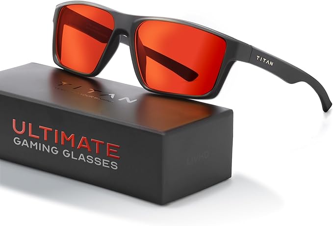 Titan Gaming Glasses, Anti Blue Light Glasses Men, UV400 Protection Blue Light Blocking Glasses for Computer Eye Strain