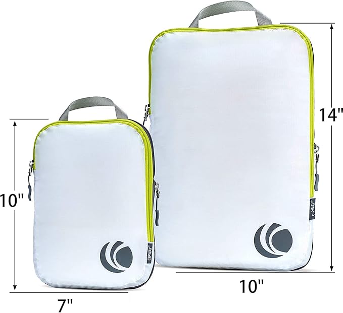 Cipway Compression Packing Cubes Set, Ultralight Expandable Travel Packing Organizers for Carry on Luggage (White 3pcs)
