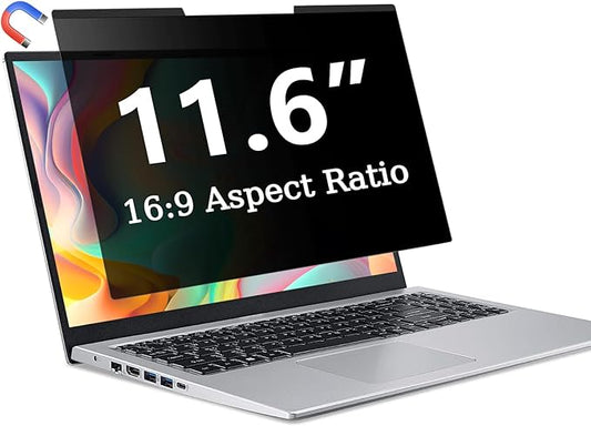 ZOEGAA Magnetic 11.6 Inch Laptop Privacy Screen Filter, for Removable & Reusable 16:9 Widescreen Display Laptop Privacy Screen 11.6 inch and Anti-Spy Anti-Blue Light Anti-Glare Protector