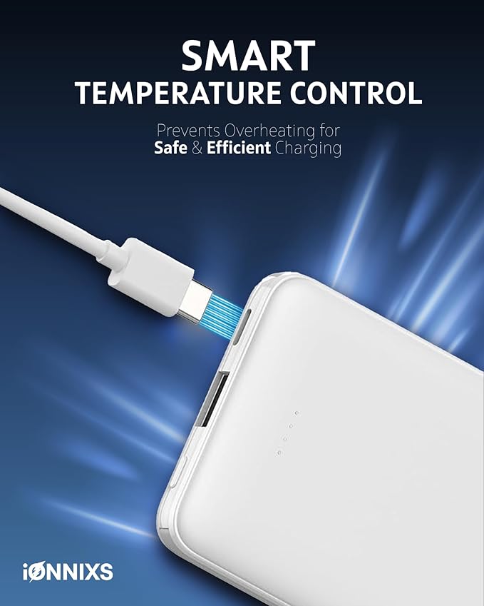 Portable Charger with Built in Cable - 10000mAh Ultra-Slim Portable Charger Power Bank with USB-C Cable (Gray)