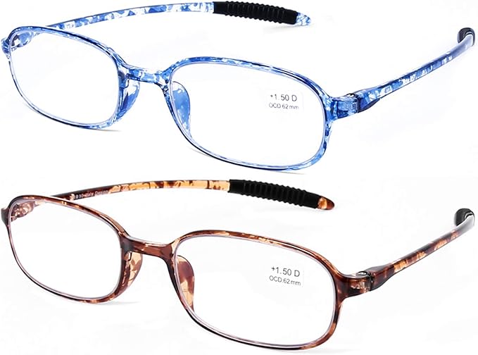 AQWANO Blue Light Blocking Computer Reading Glasses, TR90 Flexible Unbreakable Frame Lightweight UV Protection Readers for Women Men +2.0