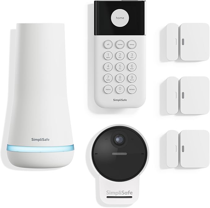 SimpliSafe 6 Piece Wireless Home Security System with Outdoor Camera - Optional 24/7 Professional Monitoring - No Contract - Compatible with Alexa and Google Assistant