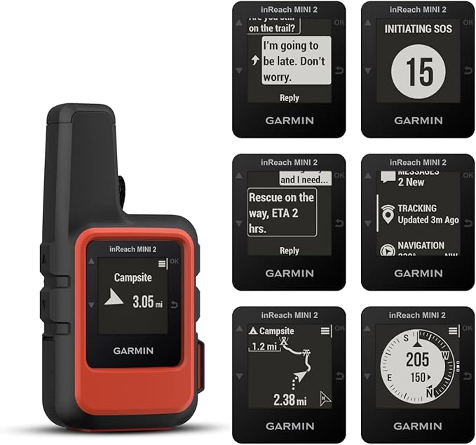 Wearable4U - Garmin inReach Mini 2 Satellite Communicator (Flame Red) with Power Pack Bundle