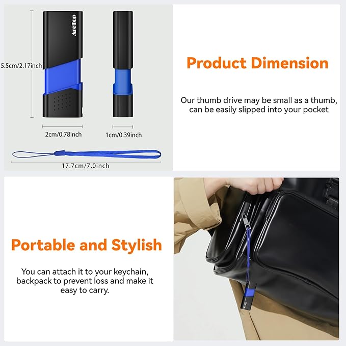 AreTop 32GB Flash Drive 5 Pack Thumb Drives Slide Retractable USB Flash Drives 5 Pack 32GB Memory Sticks for Data Storage Jump Drives Multipack (Mixed Color:Yellow,Red,Blue,Green,Purple)