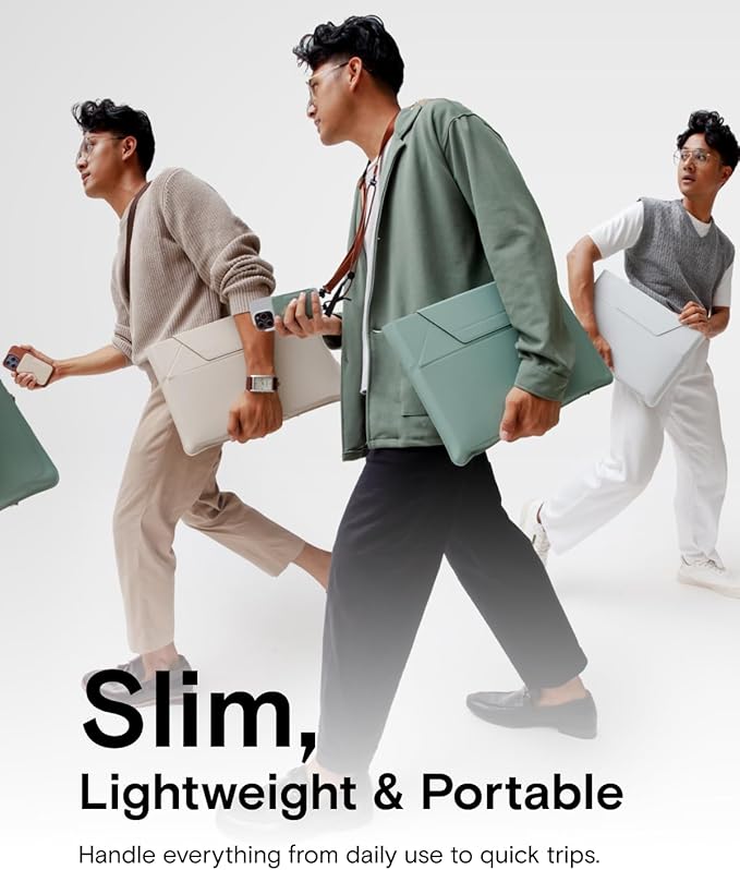 MOFT Laptop Carry Sleeve, 2-in-1 Laptop Bag & Stand for 14" MacBook Air/Pro & Dell/HP/Lenovo/Asus, Stylish Slim Computer Sleeve Bag with Expandable Storage for Computer Accessories, Class Nude