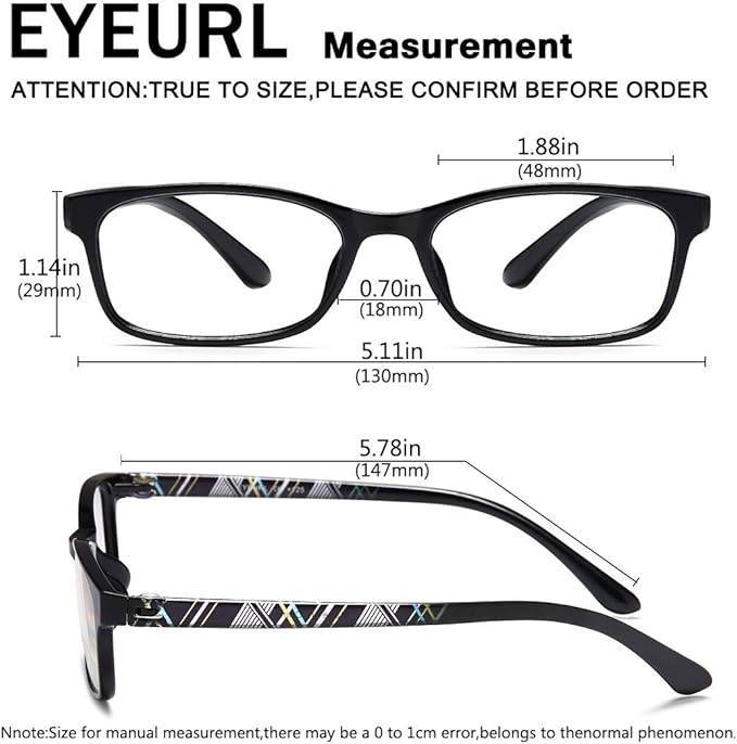 EYEURL Reading Glasses for Women, 2 Pack Blue Light Blocking Readers Lightweight Filter UV Ray/Glare Anti Eyestrain 4.0