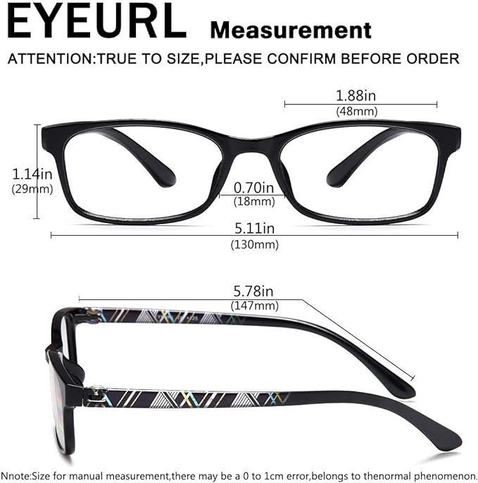 EYEURL Reading Glasses 2.50 Women Men 2 Pack, Blue Light Blocking Glasses Stylish Readers, Rectangular Frame Anti Glare Fashion Lightweight Prescription Eyewear