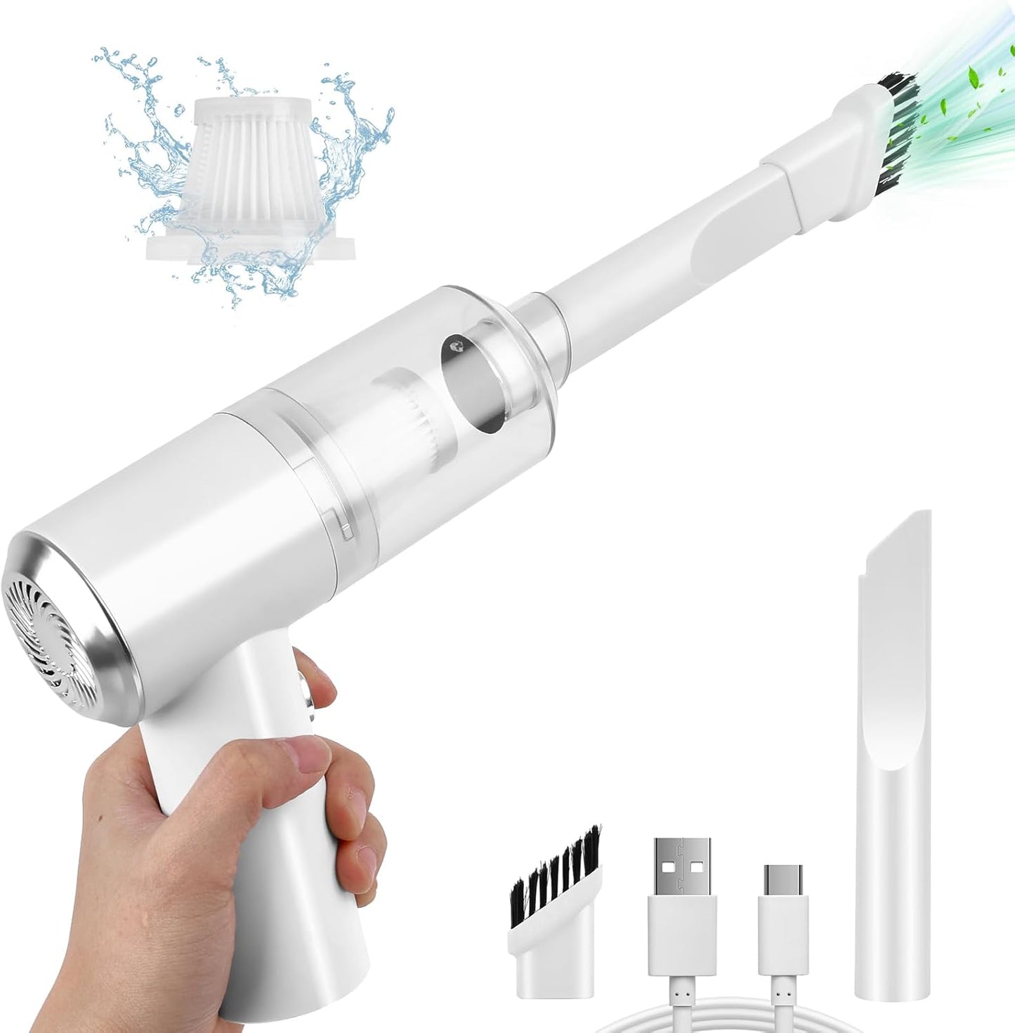 Mini Car Vacuum Cleaner(4500 pa) Portable Cordless Rechargeable,Tiny Handheld Vacuum, Computer Hand Vacuum for Keyboard and Laptop, Mini Hand Held Vac for Car and Home /V01/White