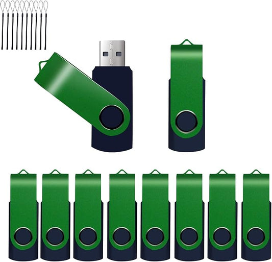 10-Pack 8GB USB 2.0 Flash Drives,XUANREG Thumb USB Drives with 10pack Lanyards Green USB Drive Bulk 8GB Green