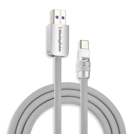chubbycable Chubby 2.0 Fast Charging Cable Durable Soft Silicone USB C Cable 120W Extra Thick Charger Cord Compatible with iPhone 17-15 Series iPad, Gray, USB-A to Type-C, 9.8 FT