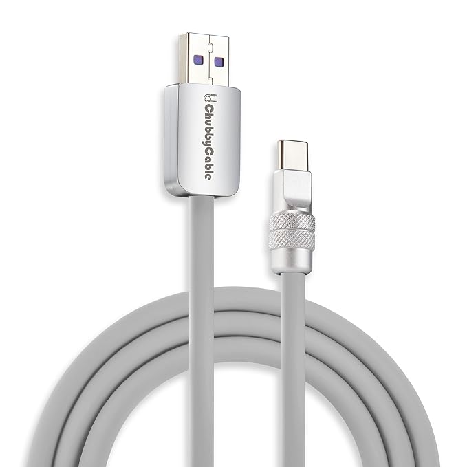 chubbycable Chubby 2.0 Fast Charging Cable Durable Soft Silicone USB C Cable 120W Extra Thick Charger Cord Compatible with iPhone 17-15 Series iPad, Gray, USB-A to Type-C, 6.6 FT