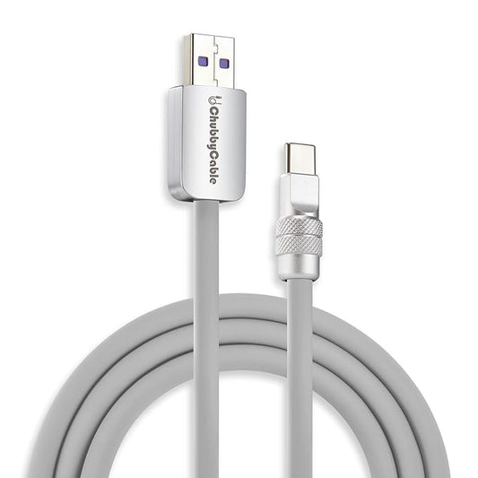 chubbycable Chubby 2.0 Fast Charging Cable Durable Soft Silicone USB C Cable 120W Extra Thick Charger Cord Compatible with iPhone 17-15 Series iPad, Gray, USB-A to Type-C, 6.6 FT