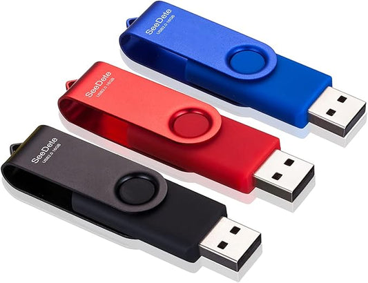 16GB USB Flash Drives, USB Stick, Thumb Drive Rotated Design, Memory Stick with LED Light for External Storage and Backup Data, Jump Drive, 3 Pack 16GB (3 Colors: Black Red Blue)