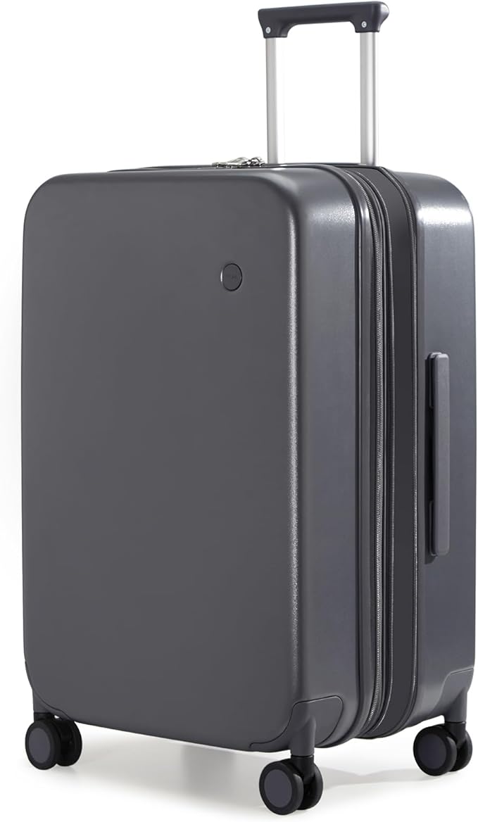 mixi 24 Inch Large Expandable Checked Luggage Suitcase with Spinner Wheels, Hardside Rolling Travel Suitcase PC with TSA Lock, Rock Gray