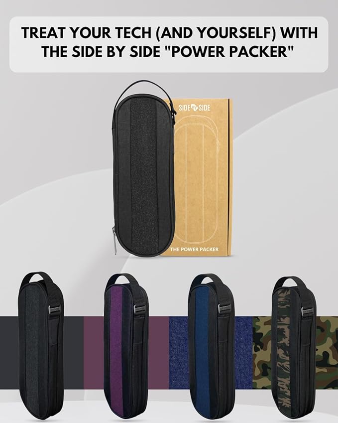 SIDE BY SIDE Electronics Organizer Travel Case for Cables, Charger, Power Bank – Tech Bag for MacBook Accessories, Adapter – Slim Cord Organizer Bag with Gift Box for Travel & Daily Use