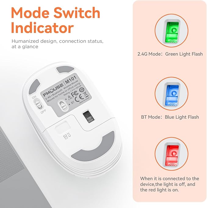 Cute Wireless Mouse Dual Mode with 2.4GHz USB Receiver and Bluetooth Connection for Laptop, iPad, Mac, AA Battery Silent Cartoon Cordless Mice for Kids and Students (Rabbit & Girl)