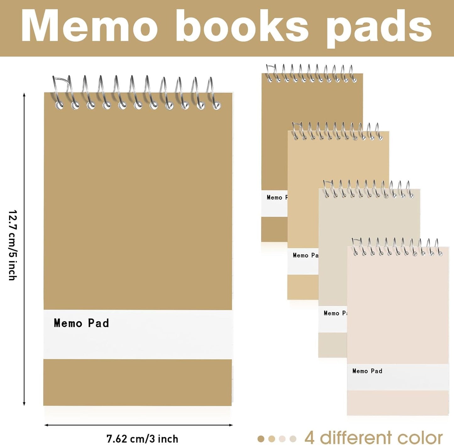 Thenshop 100 Pads Spiral Memo Bulk 3'' x 5'' Top Bound Memo Book 60 Sheets Small Mini Notebooks Lined Wire Bound Pocket Steno Book for Home, Office, School (Colorful)