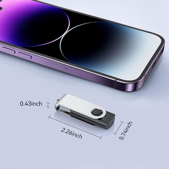 JUANWE 64GB USB Flash Drives 5 Packs, USB 2.0Thumb Drives Foldable 360°Swivel Memory USB Stick with Lanyard Hole, Jump Drive Pen Drive Zip Drive Portable Flashdrive for PC, Mutipack Black