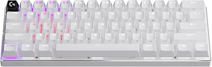 Logitech G PRO X 60 Lightspeed Wireless Gaming Keyboard, Ultra Compact TKL 60% Mechanical Keyboard for Windows PC, LIGHTSYNC RGB, Dual-Shot PBT Keycaps, GX Optical Linear Switches - White