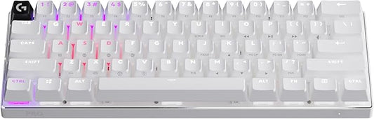 Logitech G PRO X 60 Lightspeed Wireless Gaming Keyboard, Ultra Compact TKL 60% Mechanical Keyboard for Windows PC, LIGHTSYNC RGB, Dual-Shot PBT Keycaps, GX Optical Linear Switches - White