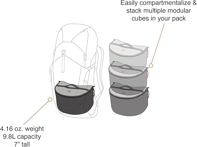 Hillsound PackStack Pro Storage Cubes, Waterproof Packing Cubes for Backpacking & Camping Space-Saving Modular Backpack Organizers