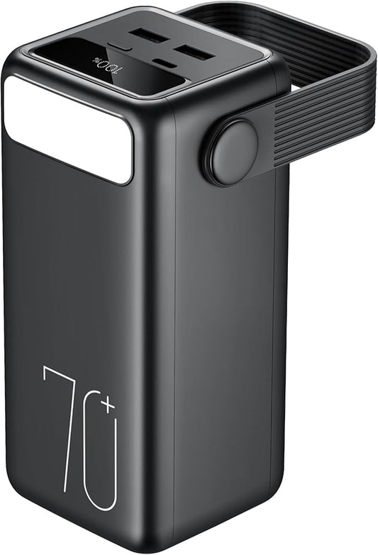Portable Charger 70000mAh Power Bank, 22.5W Fast Charging USB C Battery Pack, 3 Outputs, LED Display, LED Light, External Cell Phone Huge Capacity Battery Bank for iPhone, Samsung, iPad, Camping