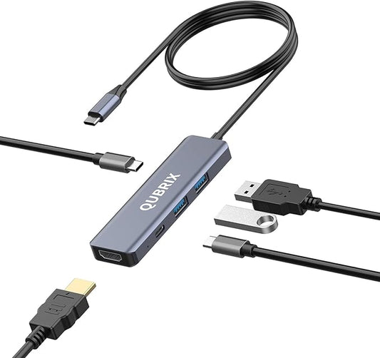 USB C 5 in 1 HUB,10Gbps USB-C/A 3.2 Ports, 4K HDMI 30Hz,100W PD Fast Charging,Compatible for MacBook Pro/Air, Dell XPS, iPad Pro Aluminum Splitter,Surface Pro,Thunderbolt Laptops