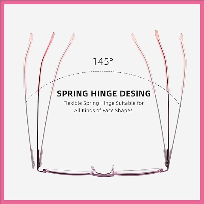 3 Pack Slim Pocket Reading Glasses for Men Women Blue Light Blocking Compact Readers Spring Hinge Metal Frame