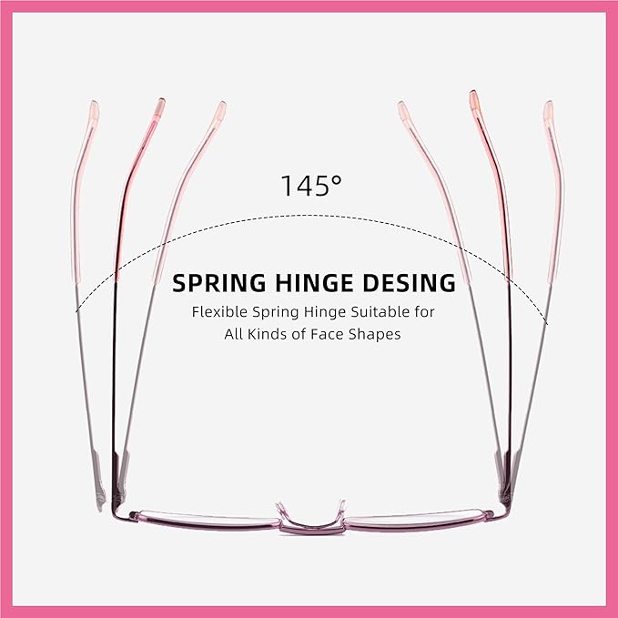 3 Pack Slim Pocket Reading Glasses for Men Women Blue Light Blocking Compact Readers Spring Hinge Metal Frame