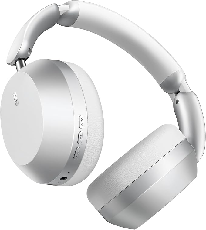 Wentronic Y04 Bluetooth Headphones Active Noise Cancelling Wireless Over Ear Headsets 48 Hours Playtime High Sound Quality Foldable Earphones with Soft Ear Cushion for Travel - Silver