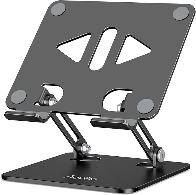 Tablet Stand Holder for Desk, Adjustable Desktop Tablet Holder, Foldable Aluminum Tablet Mount for iPad pro 12.9, iPad Air Mini, Samsung Galaxy Tabs Z Fold Kindle Fire 4-12 inch, Black