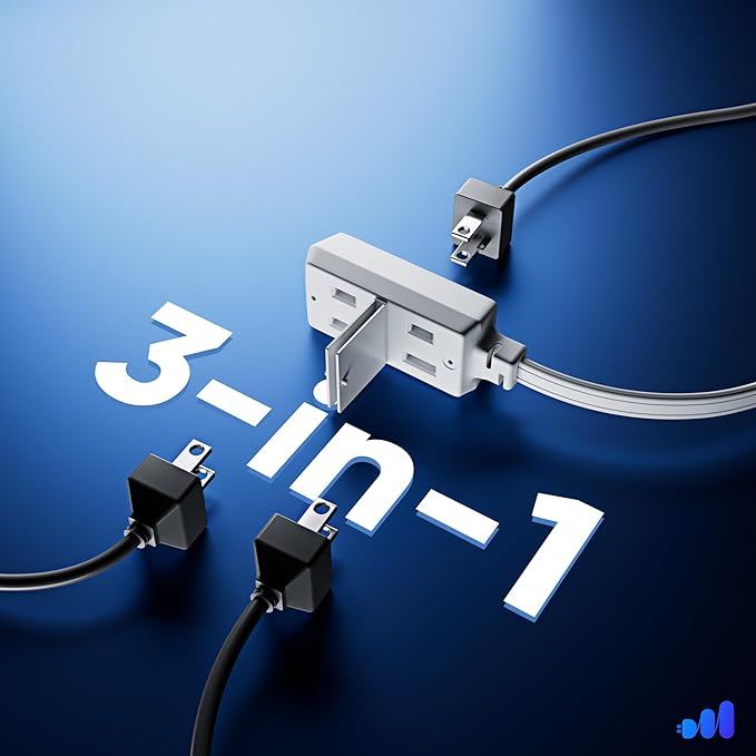 Maximm 20ft Extension Cord – 2-Prong Flat 360° Rotating Plug – Extended Reach Power Cable – Space-Saving Design – UL Certified – White