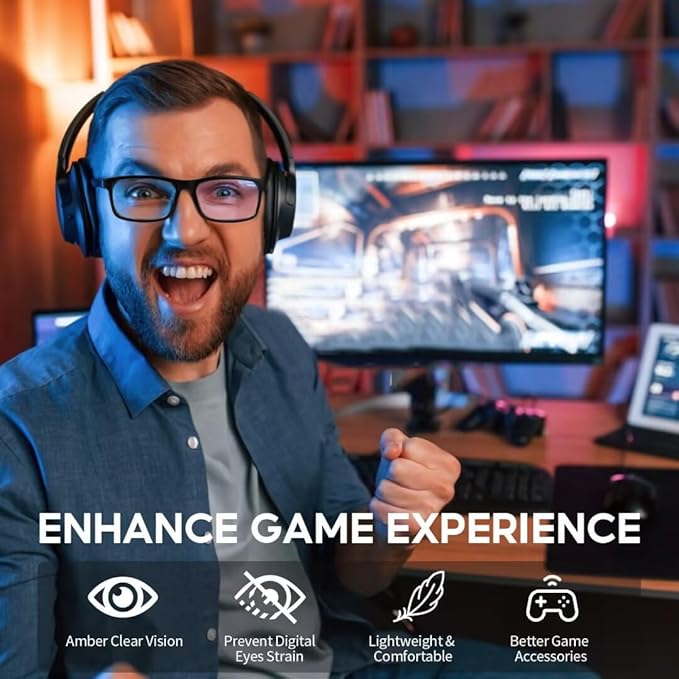 Blue Light Blocking Glasses For Men/Women Anti-Fatigue Computer Monitor Gaming Improve Sleep Reduce Eye Strain Gamer Glasses