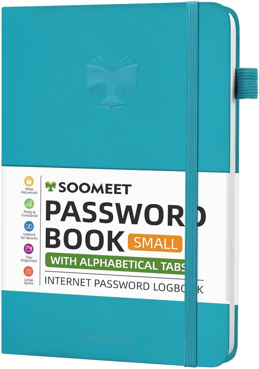Password Book with Alphabetical Tabs, Hardcover Password Keeper, Size 4.4''x 6.1'' Password Notebook for Saving Internet Login, Username, Password Organizer for Computer & Website Logins,