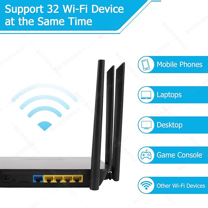 Dual Band 4G LTE Router with SIM Card Slot Unlocked Modem, 1200Mbps Mobile Hotspot Support AT&T and T-Mobile, 6-Antenna Wireless Wi-Fi Router