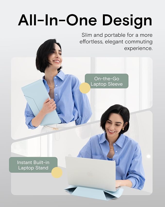 MOFT Laptop Carry Sleeve, 2-in-1 Laptop Bag & Stand for 15"-16" MacBook Air/Pro & Dell/HP/Lenovo/Asus, Stylish Slim Computer Sleeve Bag with Expandable Storage for Computer Accessories, Soothing Mist