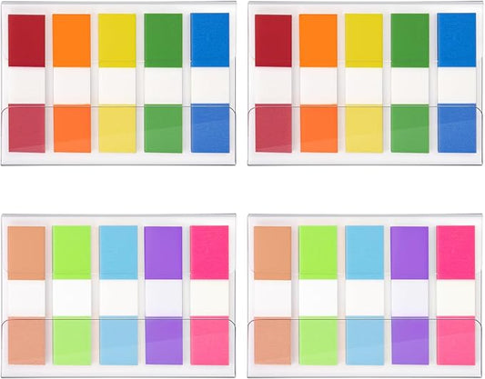 KICNIC Sticky Tabs 500 Pcs (1.77 * 0.47 in),Fluorescent Pop Up Book Tabs, Adhesive Index Tabs for Annotating Books, Page Marker Flags, Reusable for School, Binder, Office, 4 Dispensers (10 Colors)