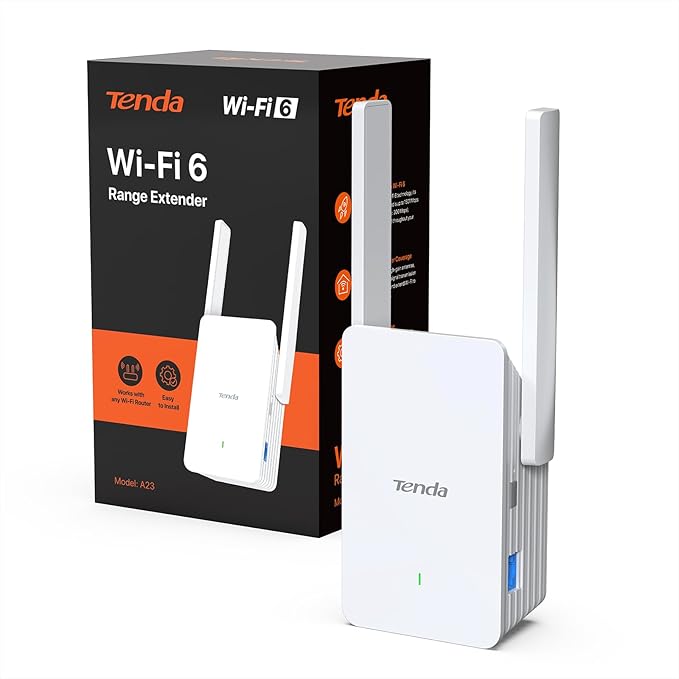 Tenda AX1500 WiFi 6 Range Extender, WiFi Signal Booster for Home Up to 1500sg.ft and 30+ Devices, Dual Band WiFi Extender Booster with Gigabit Ethernet Port, AP Mode, WPS Easy Setup(A23)