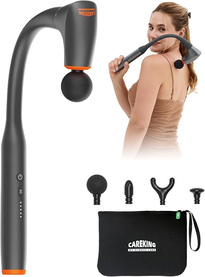 Convertible Massage Gun Deep Tissue for Back/Neck/Muscle Pain Relief - Electric Handheld Percussion Shoulder Massager Tool with Detachable Long Handle Portable Case