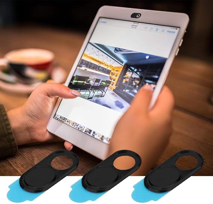 ASHATA 3pcs Metal Camera Lens, Ultra Thin Camera Cover Webcam Cover Blocker Slider for Smartphone Tablet Desktop Laptop(Black)