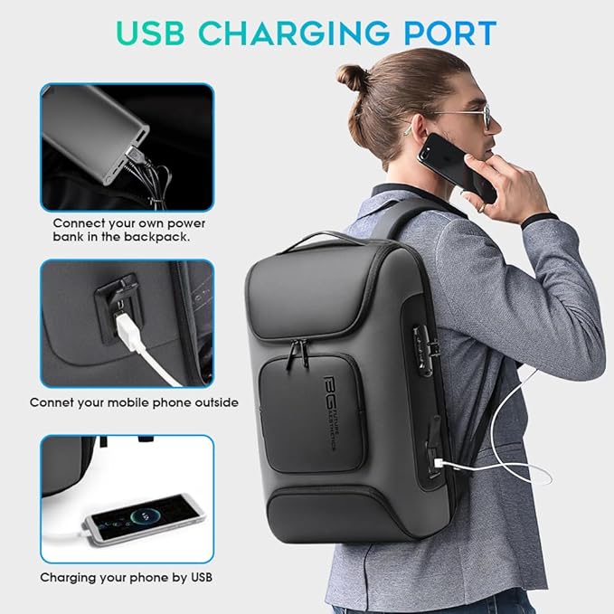 BANGE Business Laptop Backpack Fit for 15.6 INCH,Travel Backpack with USB Charging Port,Men Travel Backpack with Water Bottle Holder for Men and Women…