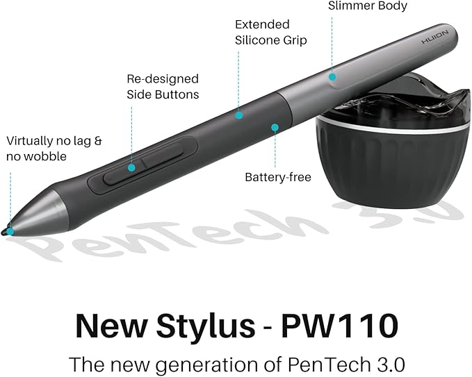 2023 HUION Inspiroy 2 Large Drawing Tablet, 10x6inch Art Tablet with Scroll Wheel 3-Set 8 Customized Keys Battery-Free Stylus, Graphics Tablet for Drawing, Design, Work with Mac, PC & Mobile, Black