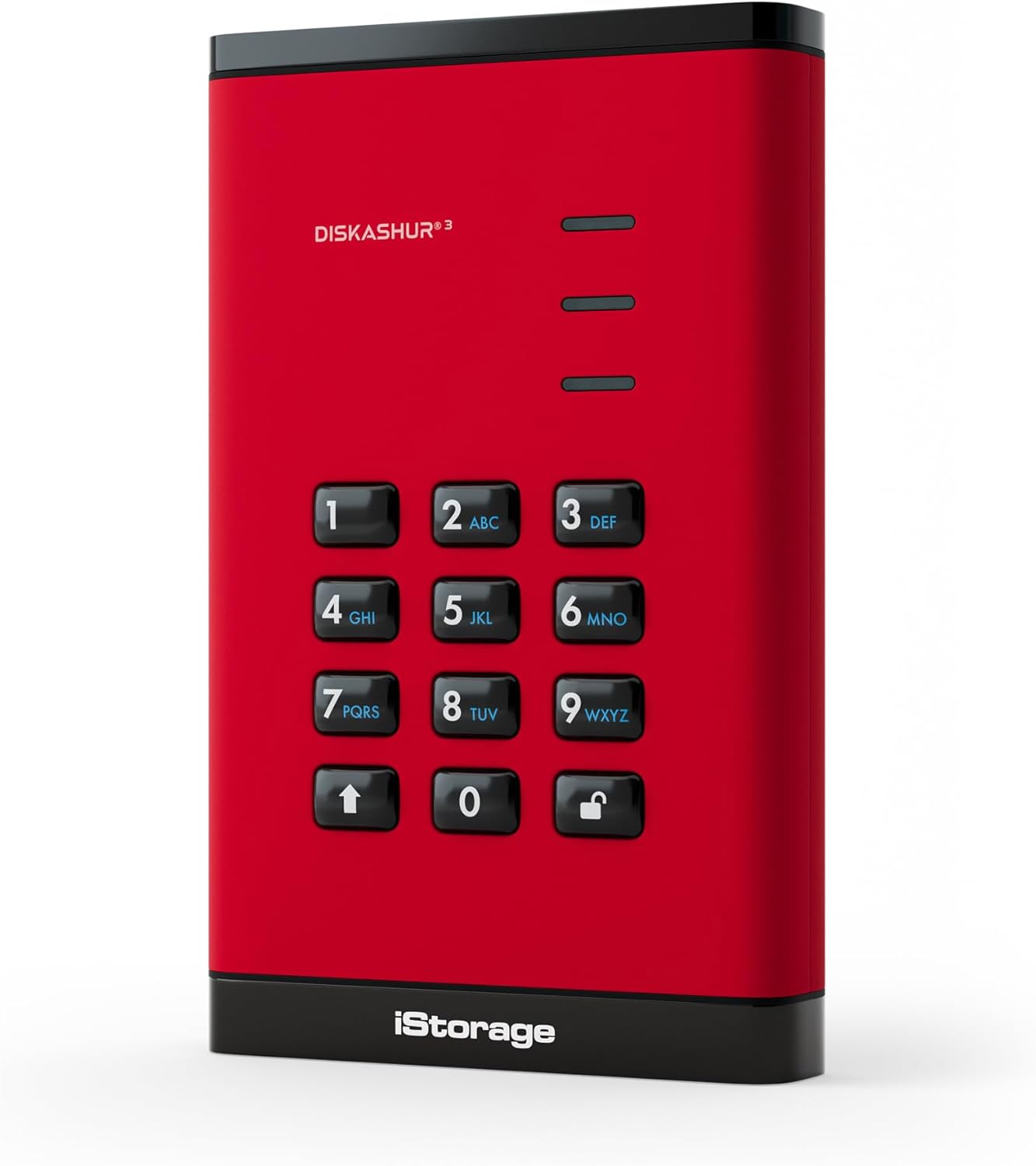 iStorage diskAshur3 SSD 2TB Red - Secure Portable Solid State Drive - Password Protected - Dust & Water Resistant - Hardware Encryption
