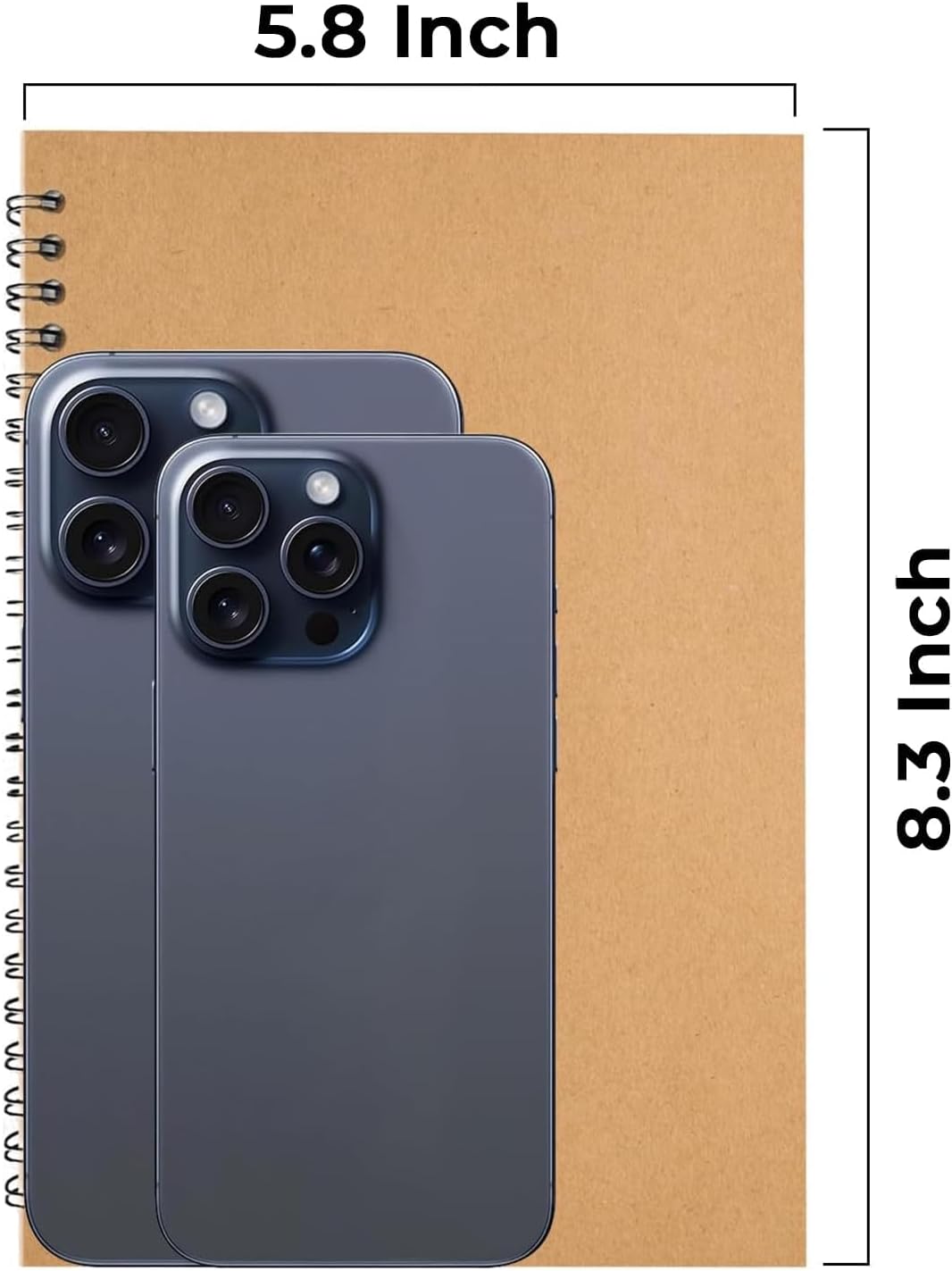 48 Pack Wide Ruled Kraft Spiral Notebook, 5.8 x 8.3, 120 Pages (60 Sheets), No-Bleed, 100 GSM, Bulk Lined Journal Notebooks for Writing, Memo Diary Planner School Travel Office Supplies