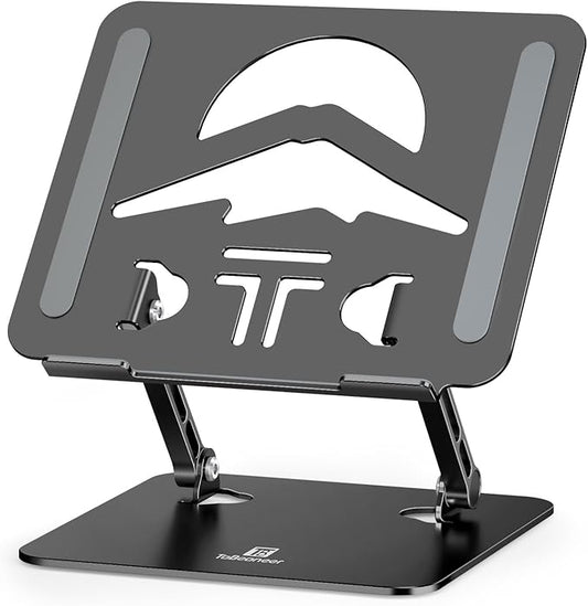 Laptop Stand Adjustable Laptop Holder for Desk, Foldable Laptop Riser Portable Computer Stand Compatible with MacBook, Lenovo, HP and All Laptops up to 15.6 inches Black